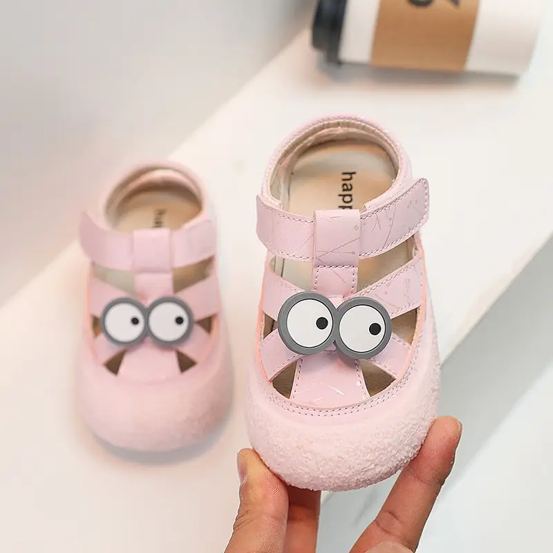 Baby Girl Owl Shoes Pink White Anti-Collision Wrap-Toe