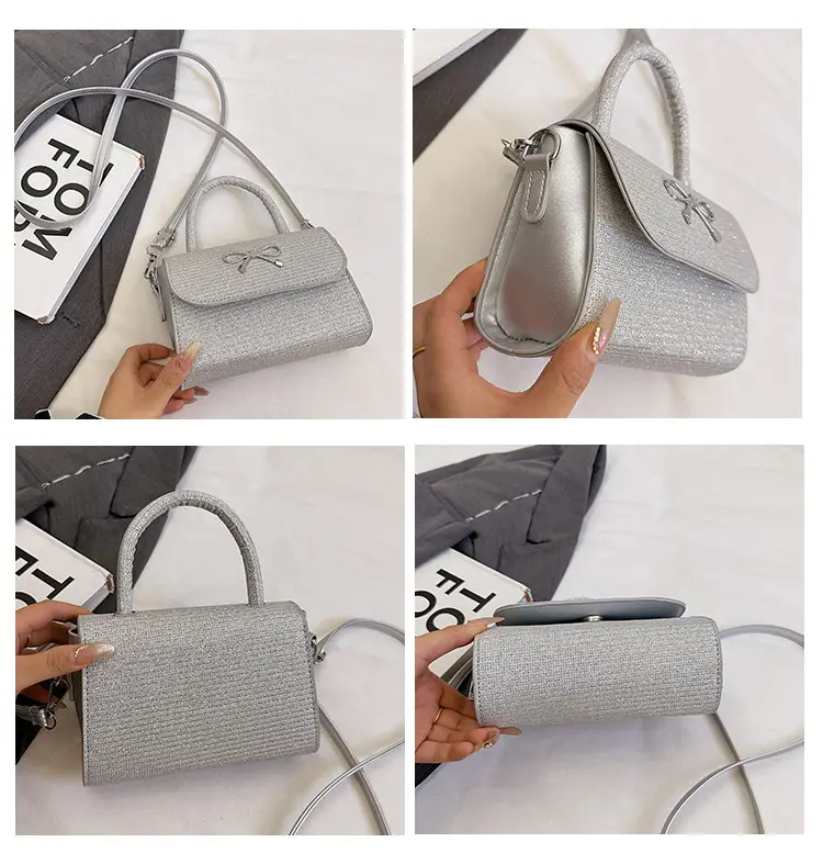 Pink Bow Shoulder Bag for Women Elegant Small Square Bag — feature 13