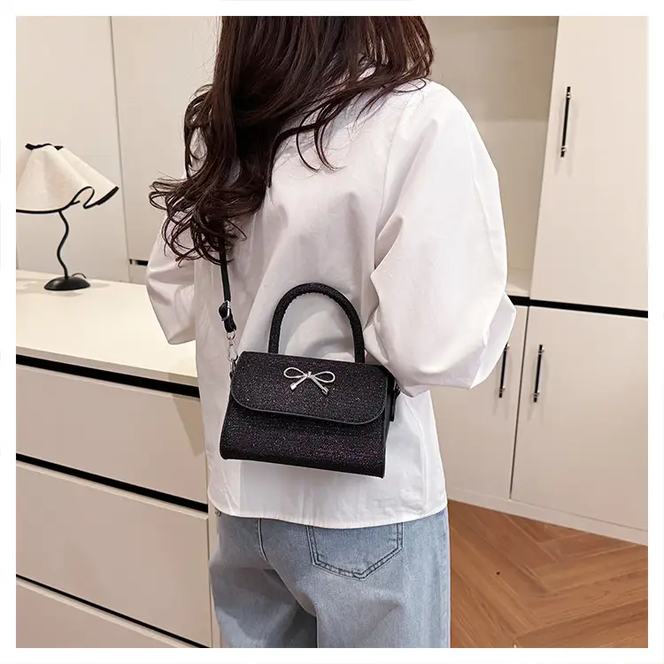 Pink Bow Shoulder Bag for Women Elegant Small Square Bag — feature 14