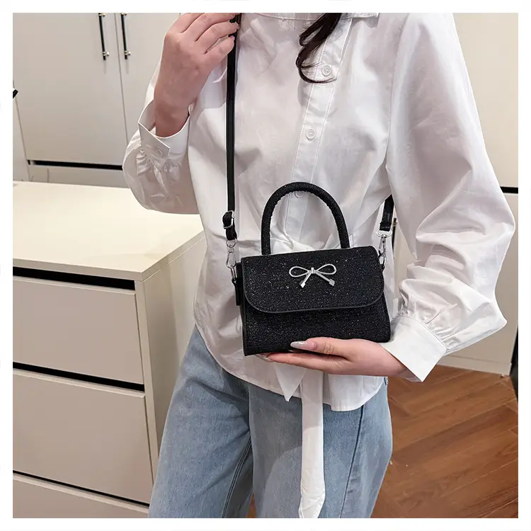 Pink Bow Shoulder Bag for Women Elegant Small Square Bag — feature 15