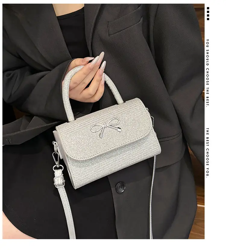 Pink Bow Shoulder Bag for Women Elegant Small Square Bag — feature 2