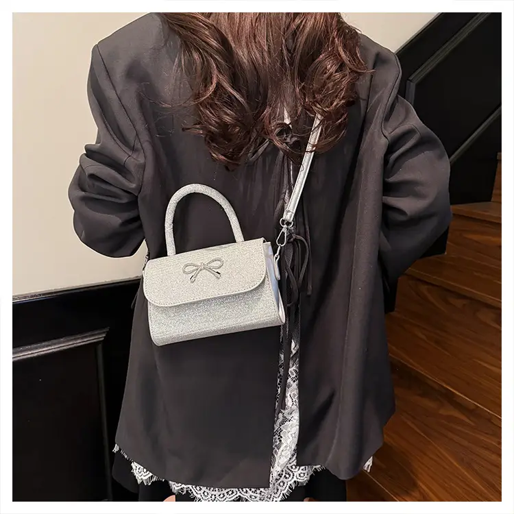 Pink Bow Shoulder Bag for Women Elegant Small Square Bag — feature 20