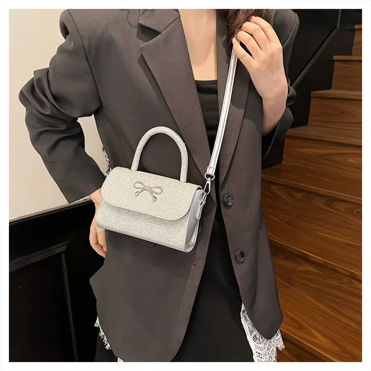 Pink Bow Shoulder Bag for Women Elegant Small Square Bag — feature 21