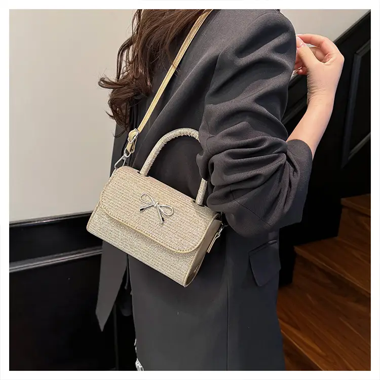 Pink Bow Shoulder Bag for Women Elegant Small Square Bag — feature 23