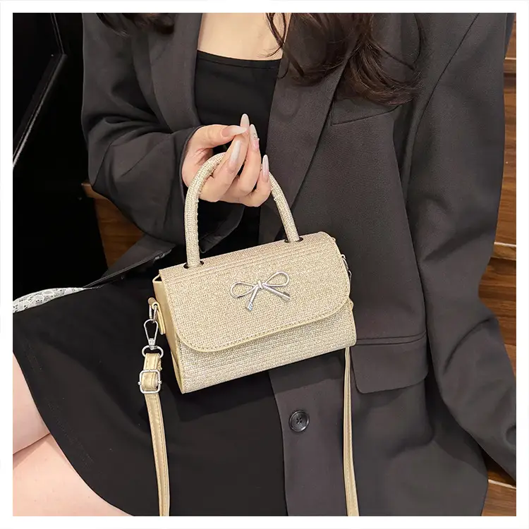 Pink Bow Shoulder Bag for Women Elegant Small Square Bag — feature 25