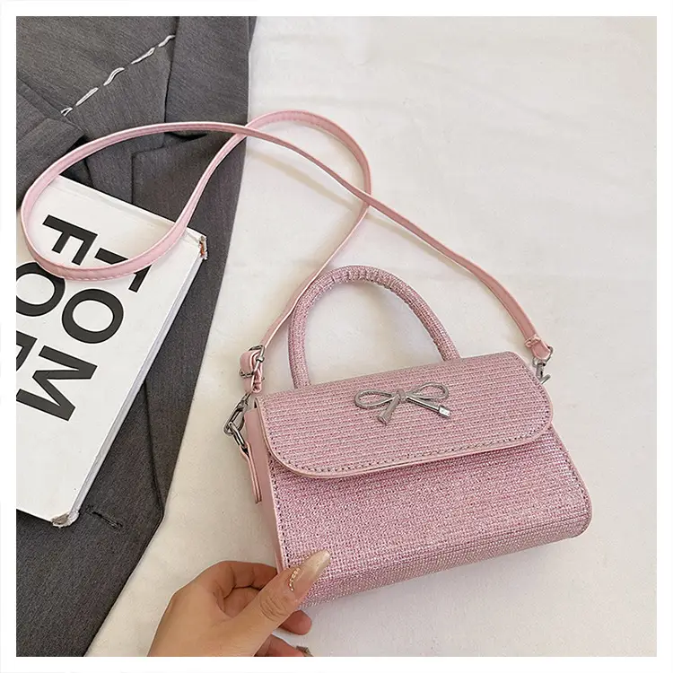 Pink Bow Shoulder Bag for Women Elegant Small Square Bag — feature 27