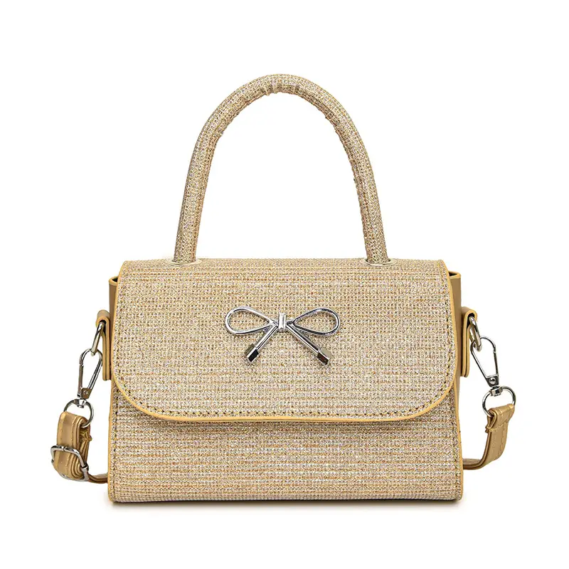 Pink Bow Shoulder Bag for Women Elegant Small Square Bag