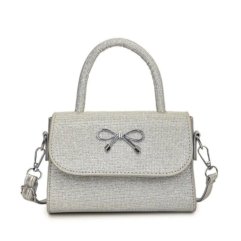 Pink Bow Shoulder Bag for Women Elegant Small Square Bag