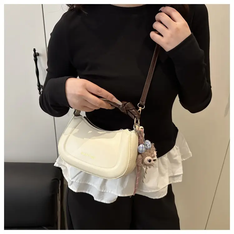 Women's Cream Shoulder Crossbody Bag with Cute Bear Design — feature 17