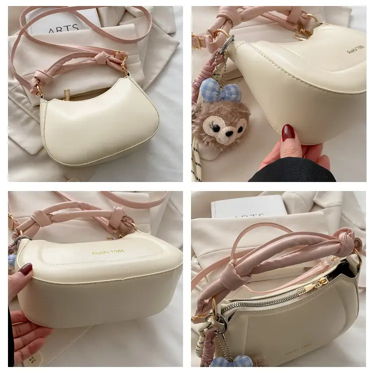 Women's Cream Shoulder Crossbody Bag with Cute Bear Design — feature 9