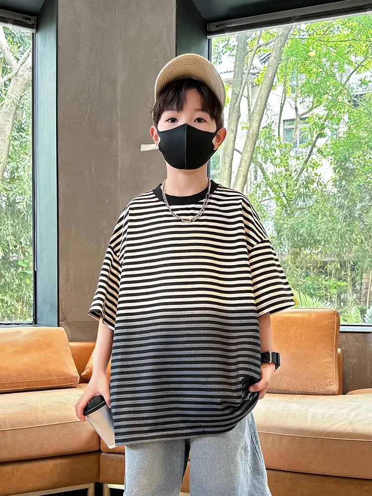 Summer Boys Striped T-Shirt Half Sleeve Cool Kids Wear - Image 2