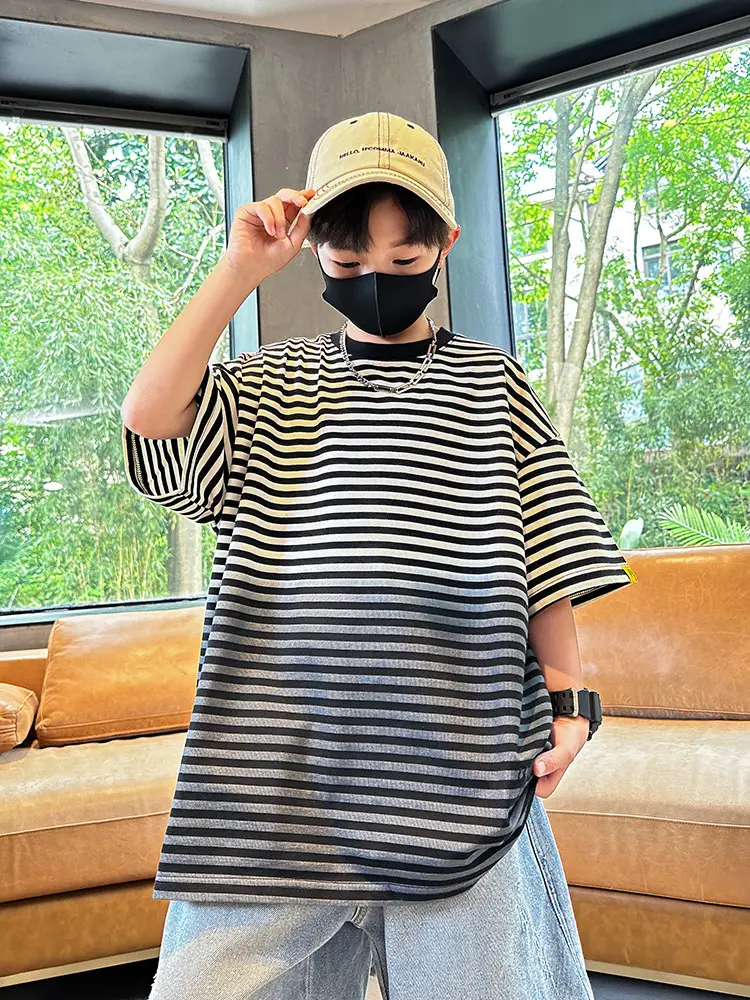 Summer Boys Striped T-Shirt Half Sleeve Cool Kids Wear - Image 3