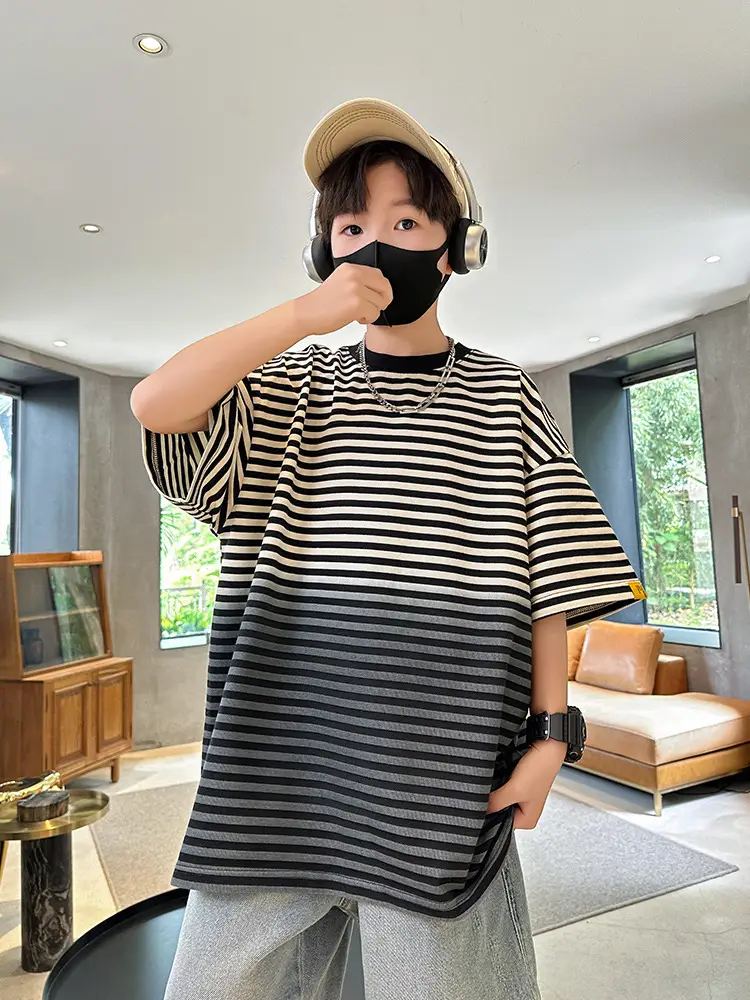 Summer Boys Striped T-Shirt Half Sleeve Cool Kids Wear - Image 5