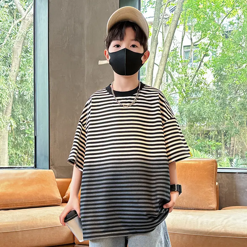 Summer Boys Striped T-Shirt Half Sleeve Cool Kids Wear — feature 1