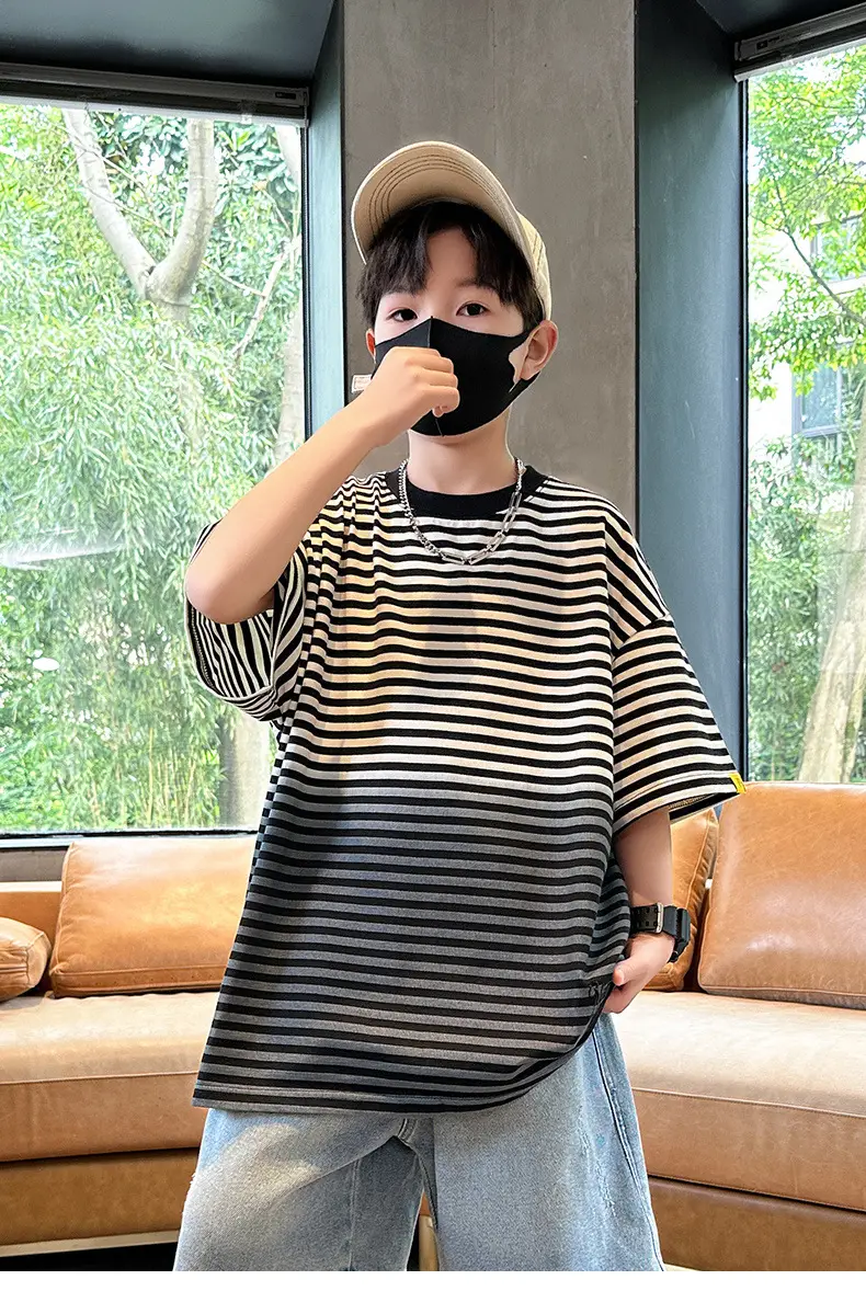 Summer Boys Striped T-Shirt Half Sleeve Cool Kids Wear — feature 13