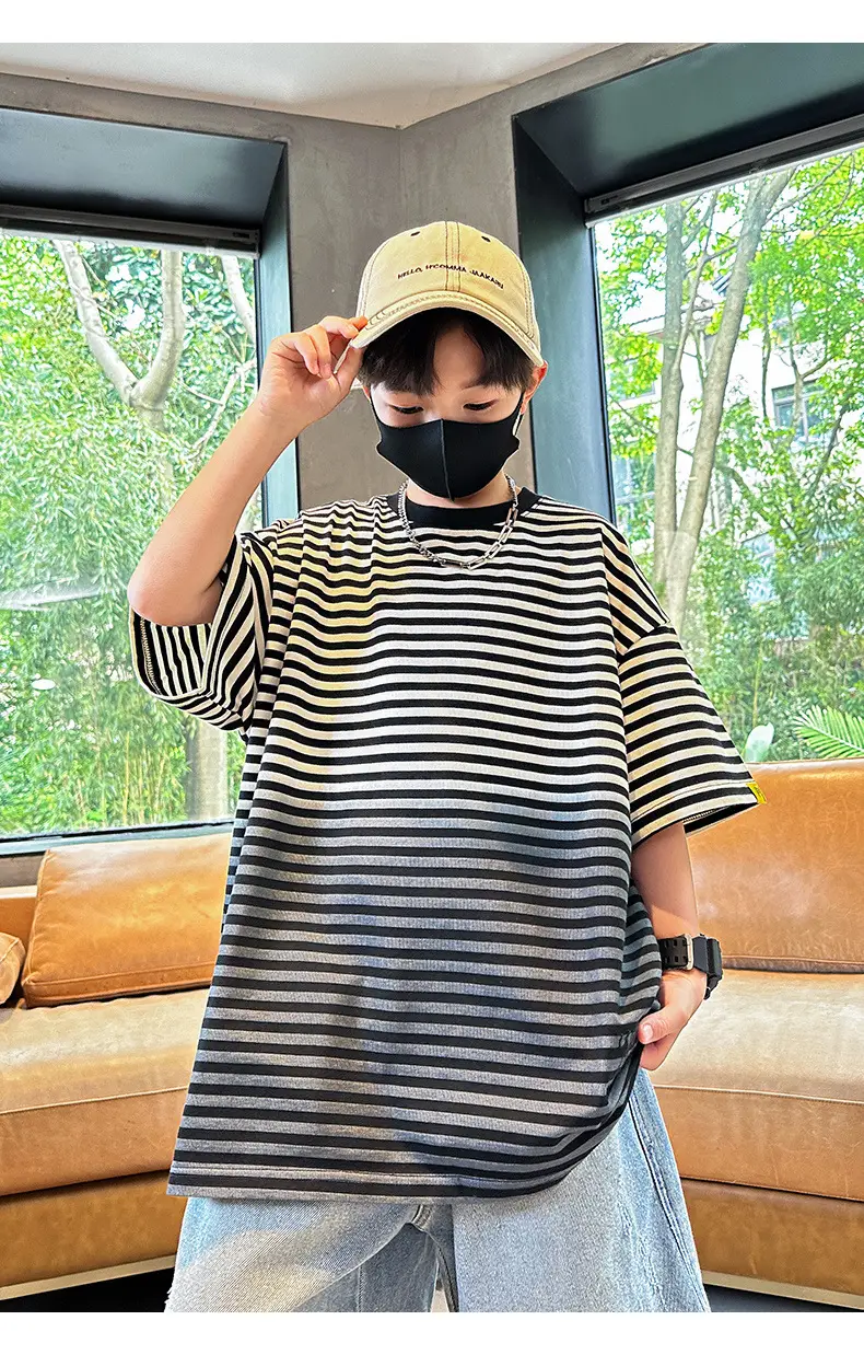 Summer Boys Striped T-Shirt Half Sleeve Cool Kids Wear — feature 14