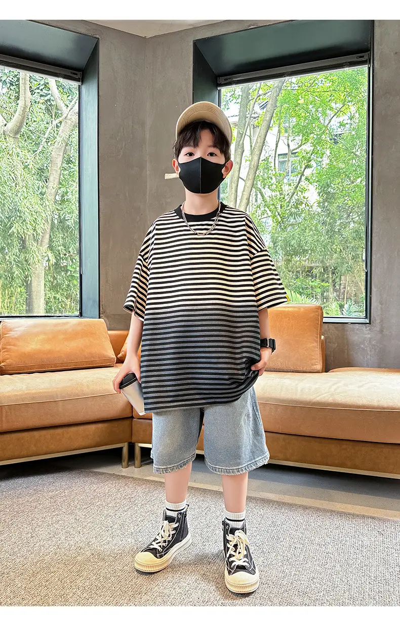 Summer Boys Striped T-Shirt Half Sleeve Cool Kids Wear — feature 15