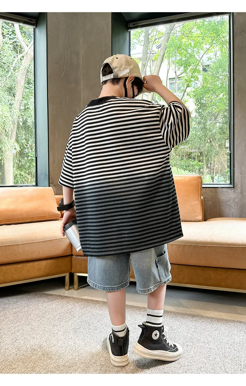 Summer Boys Striped T-Shirt Half Sleeve Cool Kids Wear — feature 16