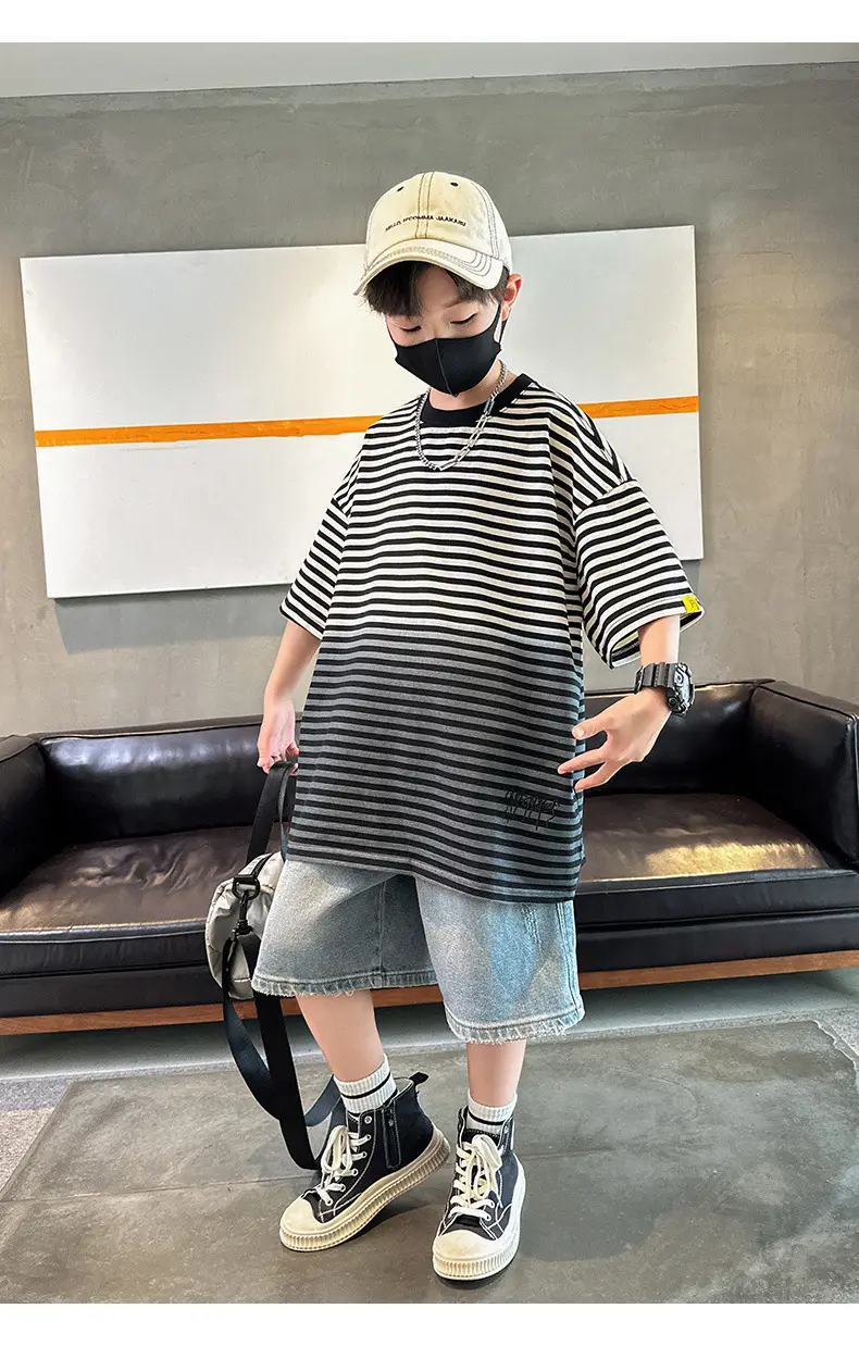 Summer Boys Striped T-Shirt Half Sleeve Cool Kids Wear — feature 17