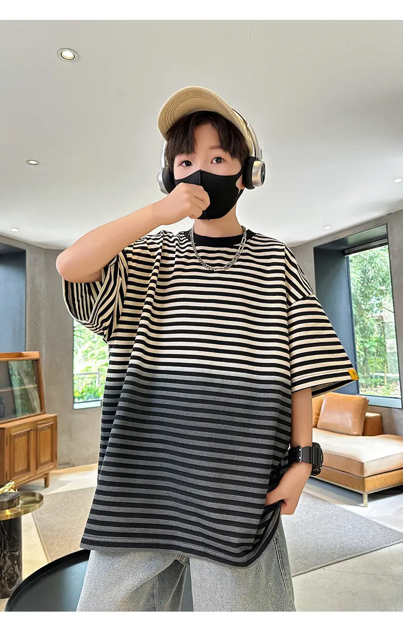 Summer Boys Striped T-Shirt Half Sleeve Cool Kids Wear — feature 18