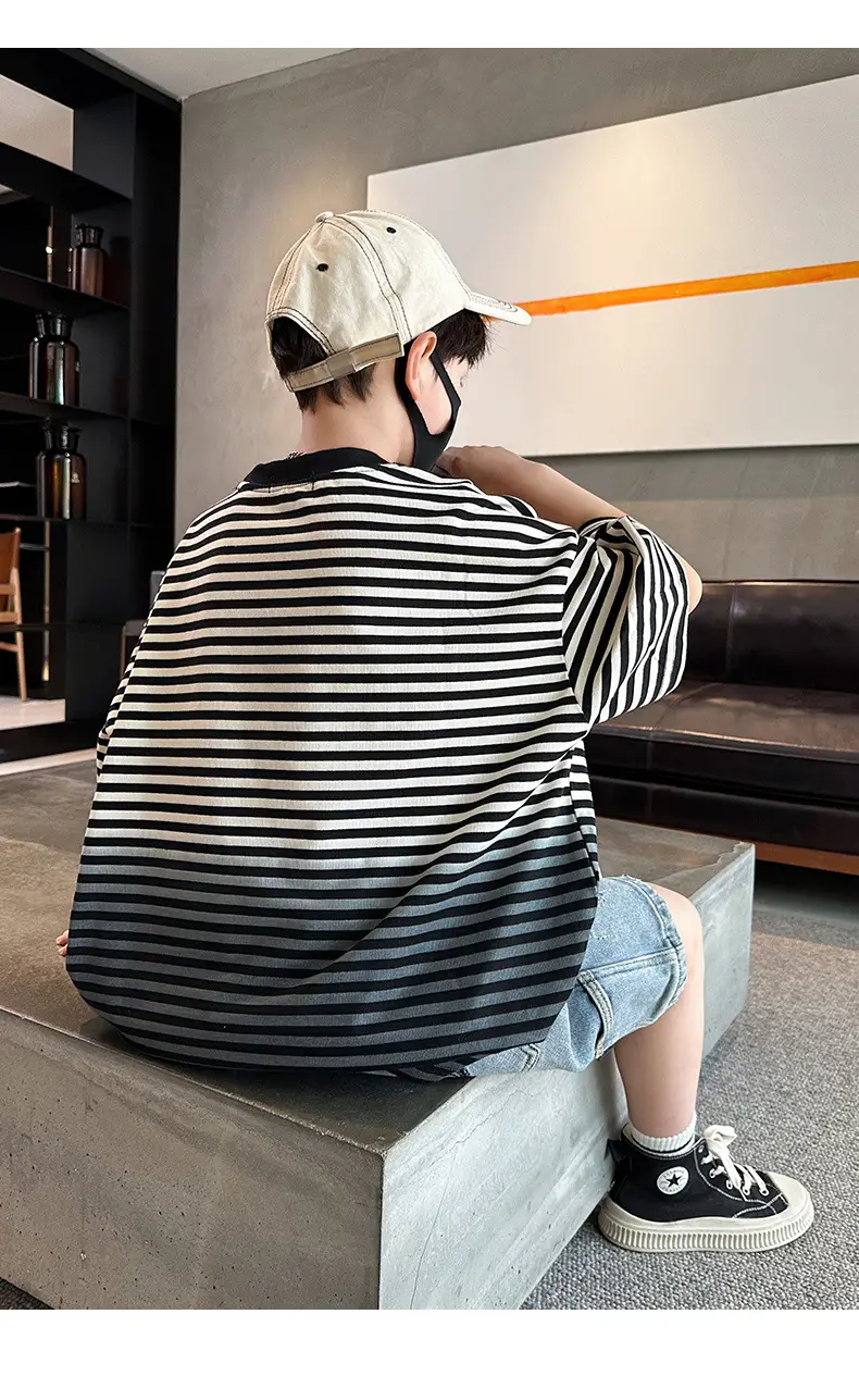 Summer Boys Striped T-Shirt Half Sleeve Cool Kids Wear — feature 19
