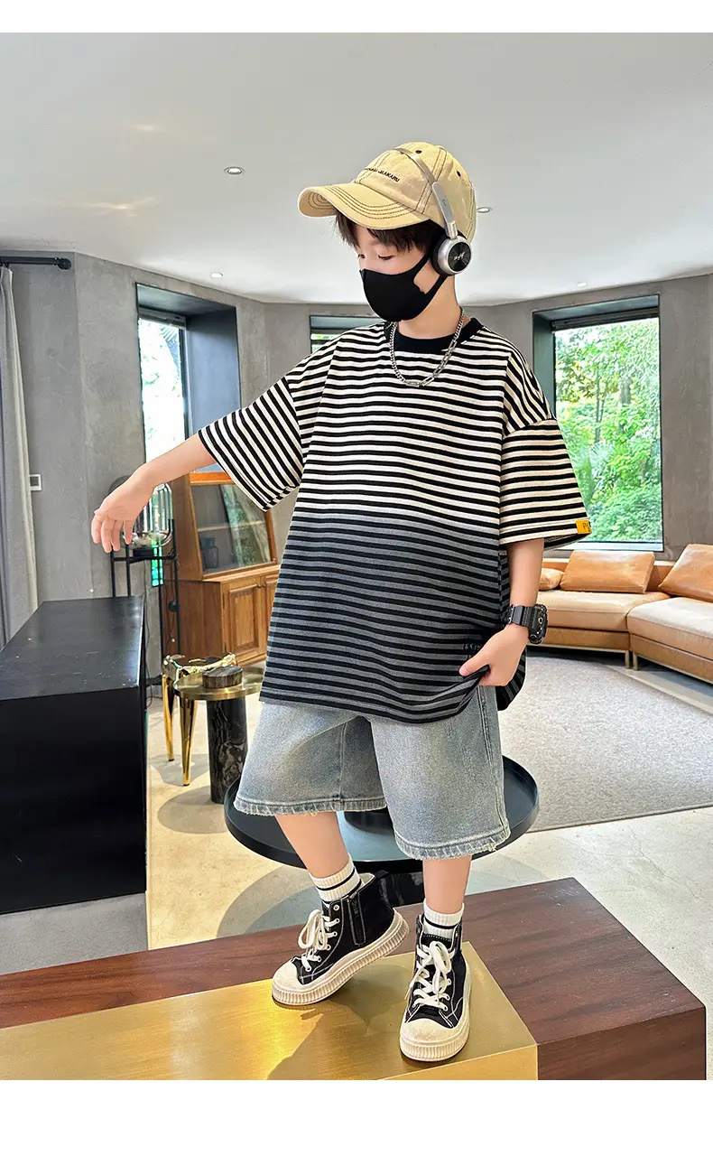 Summer Boys Striped T-Shirt Half Sleeve Cool Kids Wear — feature 20