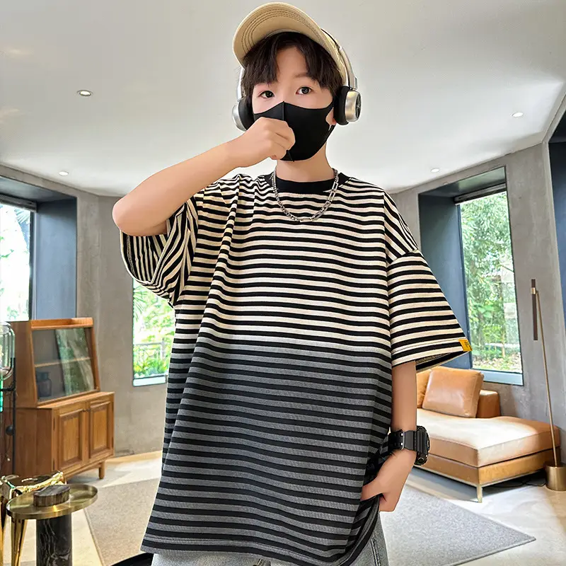 Summer Boys Striped T-Shirt Half Sleeve Cool Kids Wear — feature 4