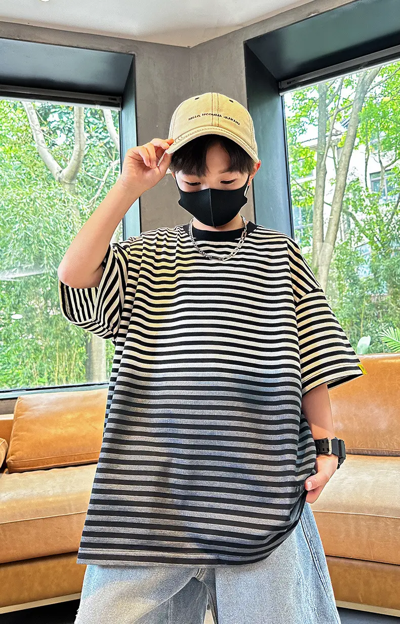 Summer Boys Striped T-Shirt Half Sleeve Cool Kids Wear — feature 5