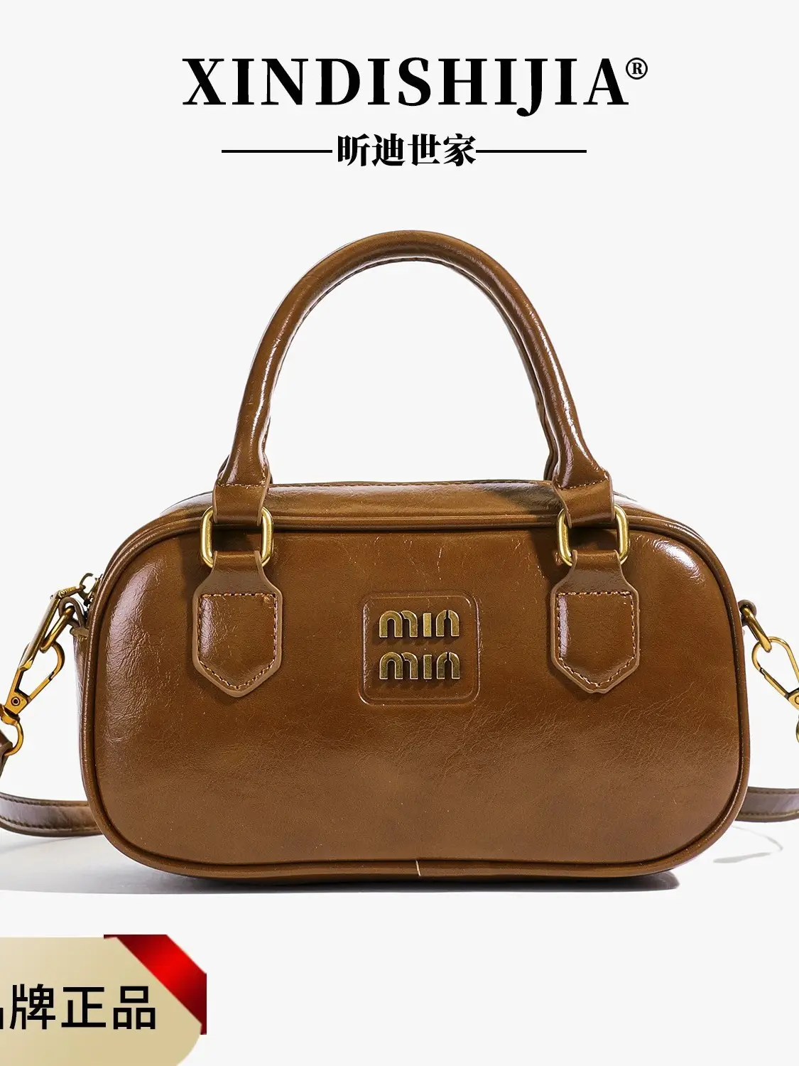 Women Crossbody Bowling Bag Black Leather 2026 - Image 9