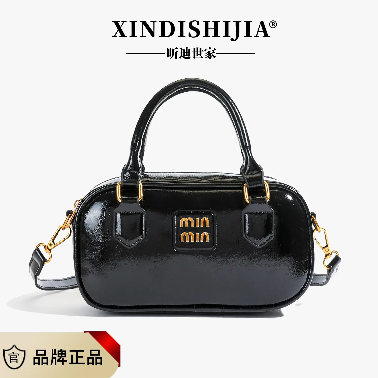 Women Crossbody Bowling Bag Black Leather 2026 - Image 2