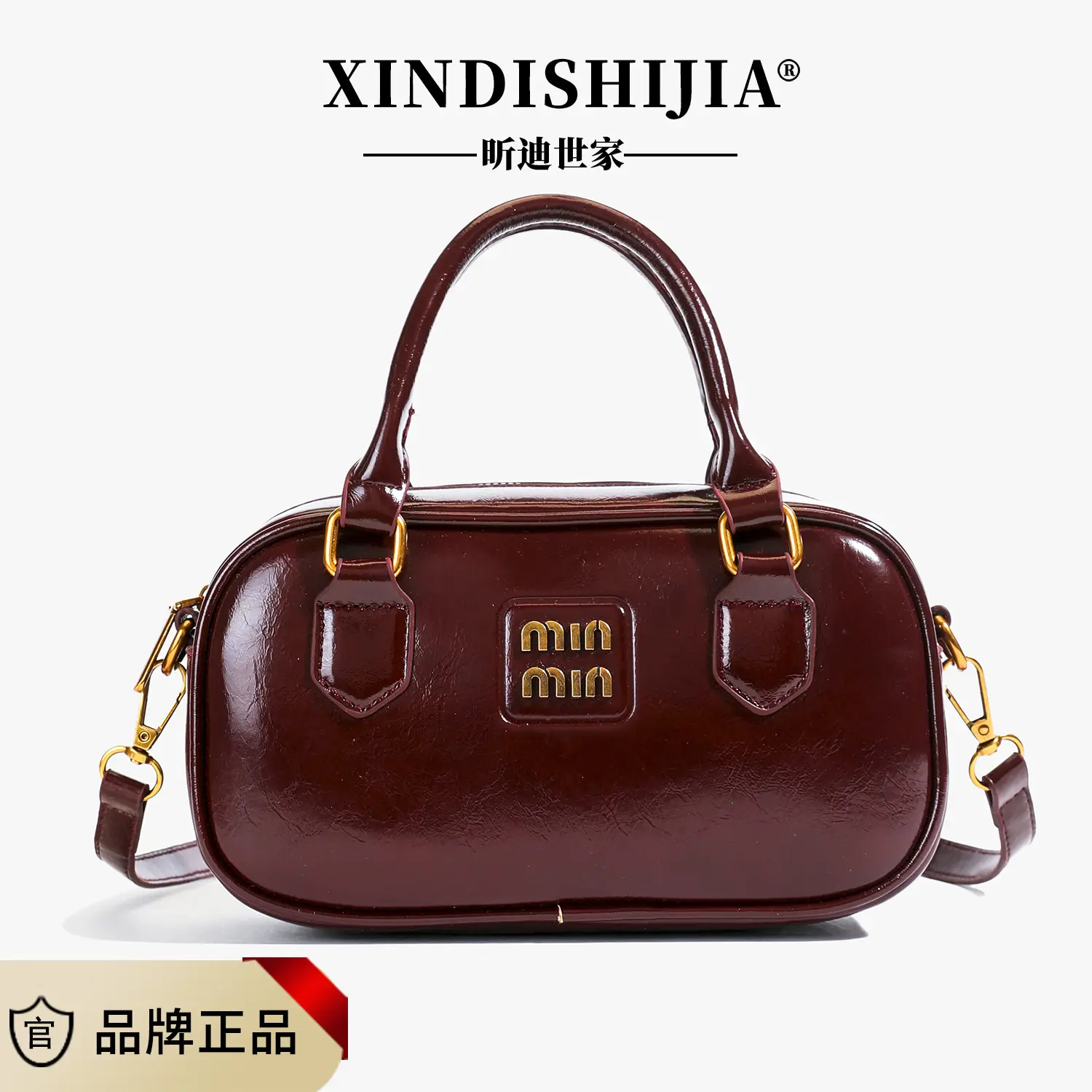 Women Crossbody Bowling Bag Black Leather 2026 - Image 3
