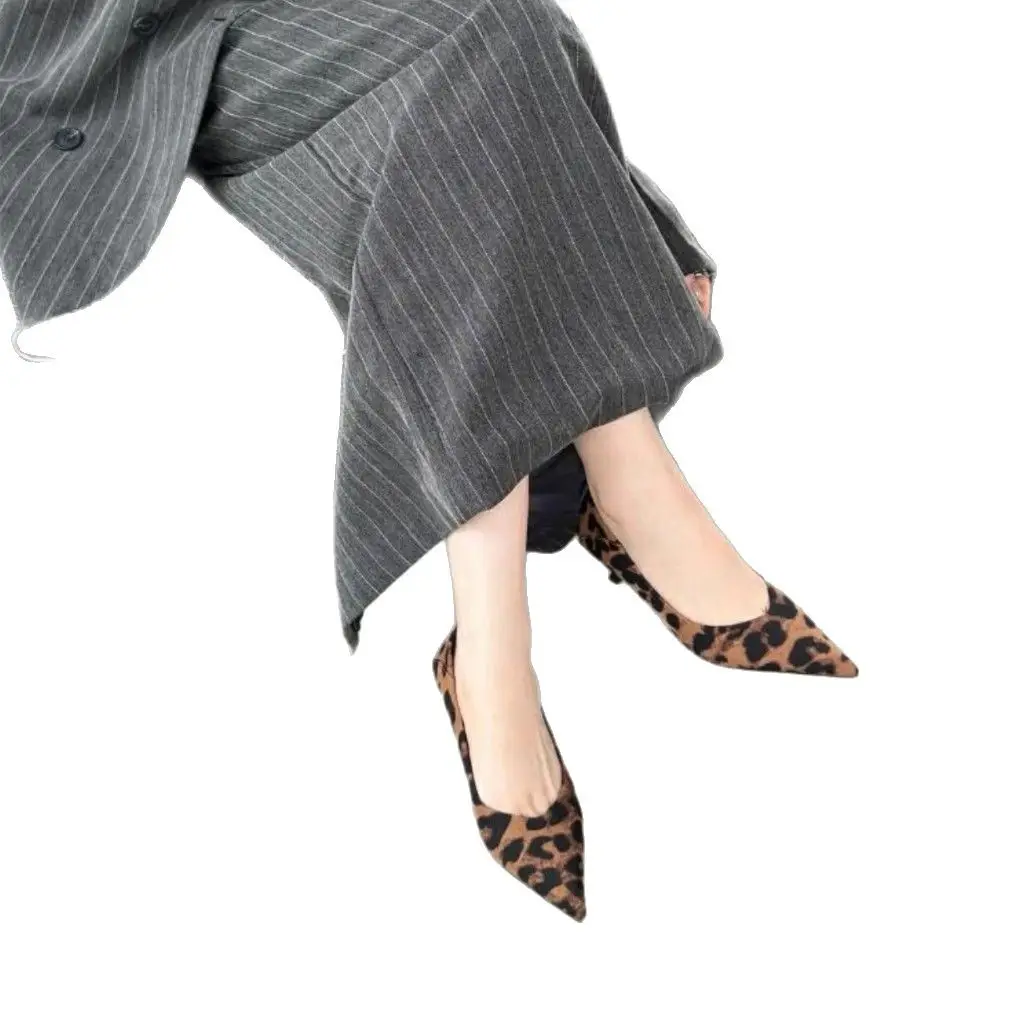 Fashionable, Sexy and Comfortable Pointed-Toe Shallow High Heels, Sexy Cat-Heeled Shoes, Pointed-Toe French New Leopard Print Stiletto Shoes - Image 9