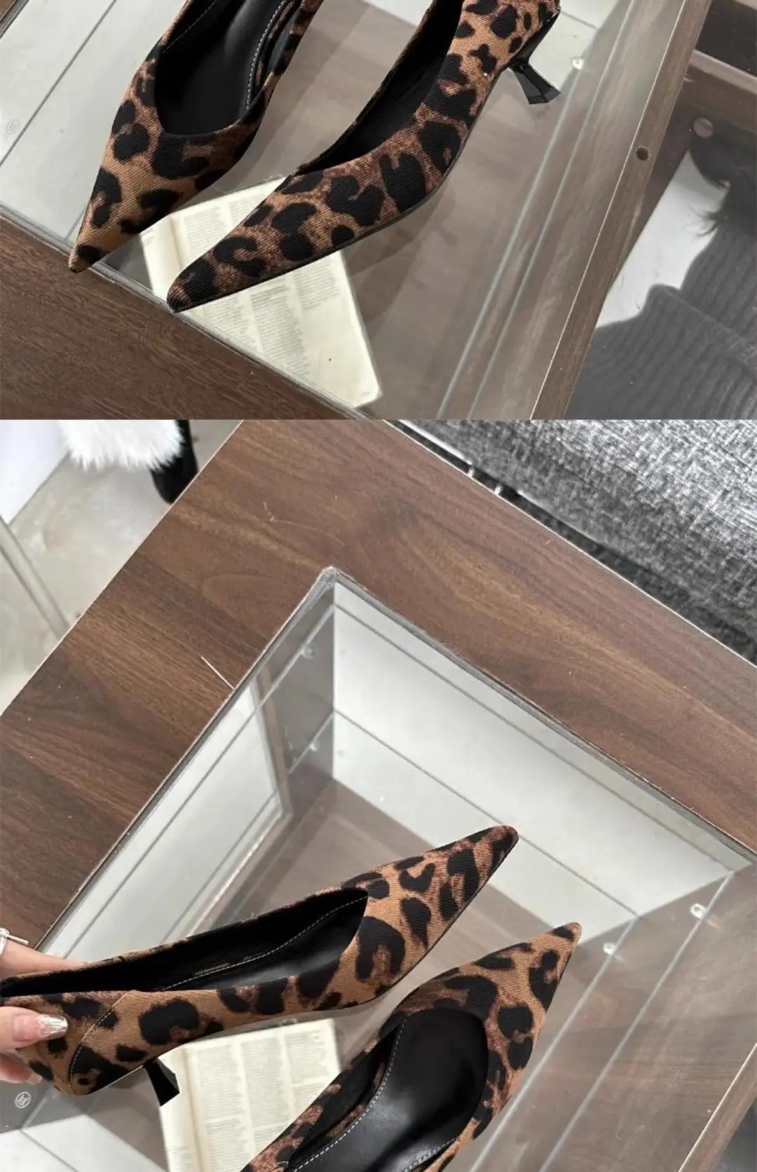 Fashionable, Sexy and Comfortable Pointed-Toe Shallow High Heels, Sexy Cat-Heeled Shoes, Pointed-Toe French New Leopard Print Stiletto Shoes — feature 12