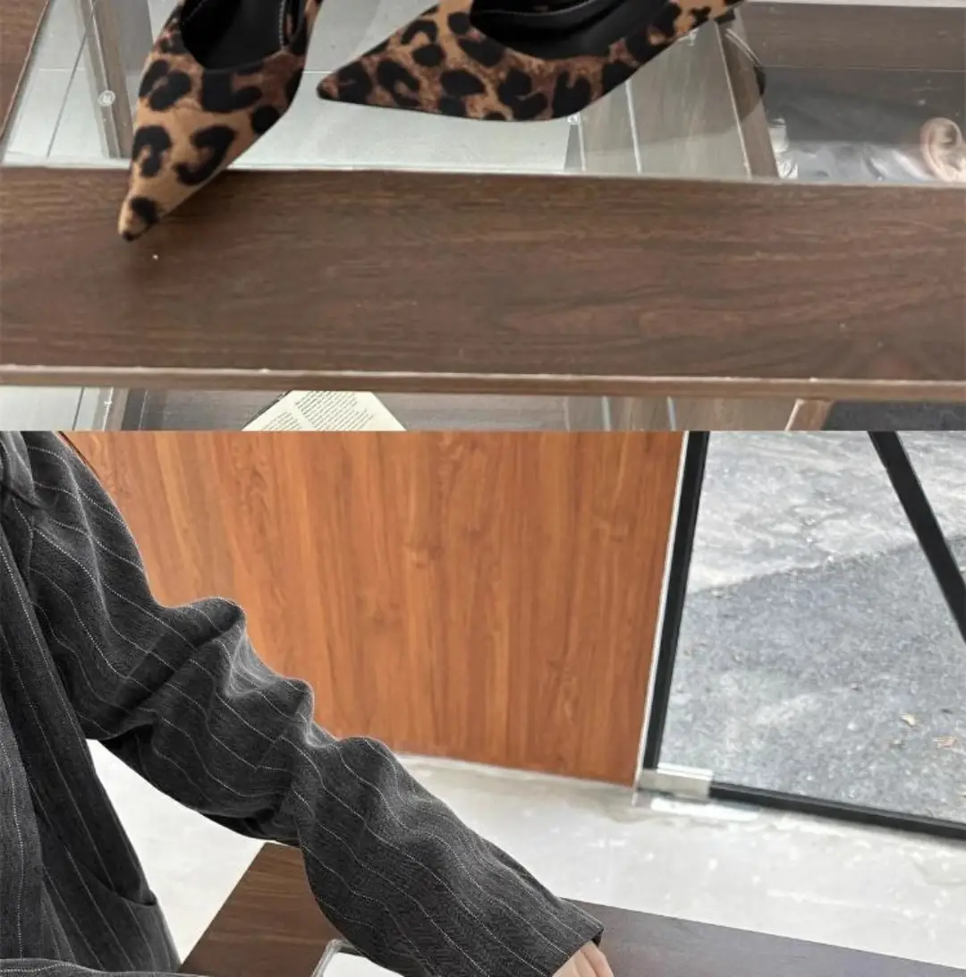 Fashionable, Sexy and Comfortable Pointed-Toe Shallow High Heels, Sexy Cat-Heeled Shoes, Pointed-Toe French New Leopard Print Stiletto Shoes — feature 15