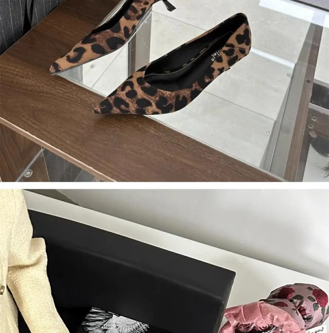 Fashionable, Sexy and Comfortable Pointed-Toe Shallow High Heels, Sexy Cat-Heeled Shoes, Pointed-Toe French New Leopard Print Stiletto Shoes — feature 17