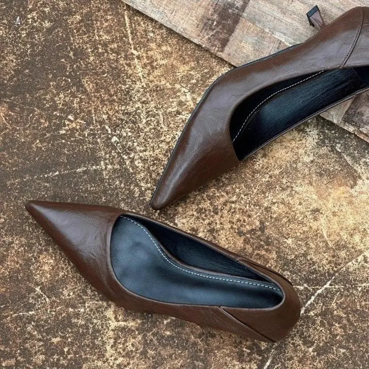 Fashionable, Sexy and Comfortable Pointed-Toe Shallow High Heels, Sexy Cat-Heeled Shoes, Pointed-Toe French New Leopard Print Stiletto Shoes - Image 2