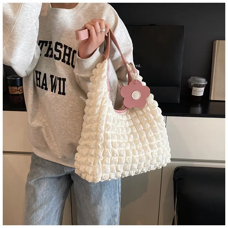Large Bubble Grid Underarm Tote Bag for Women - Image 8