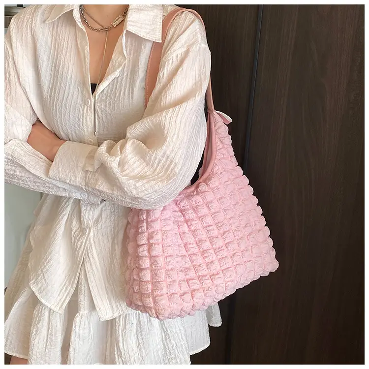 Large Bubble Grid Underarm Tote Bag for Women — feature 18