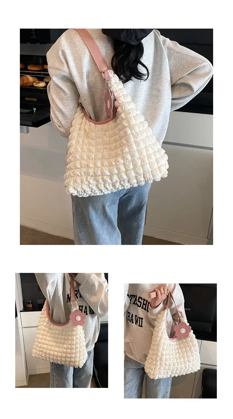 Large Bubble Grid Underarm Tote Bag for Women — feature 8