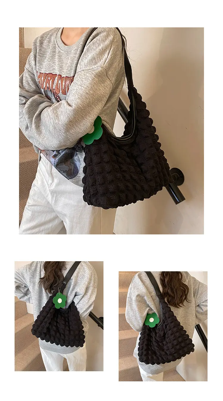 Large Bubble Grid Underarm Tote Bag for Women — feature 9
