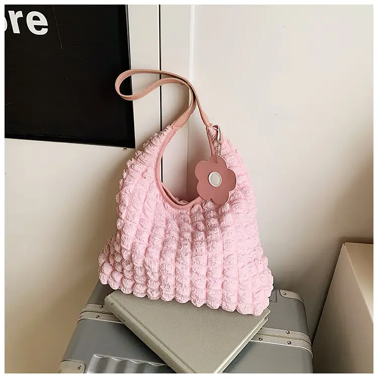 Large Bubble Grid Underarm Tote Bag for Women - Image 3