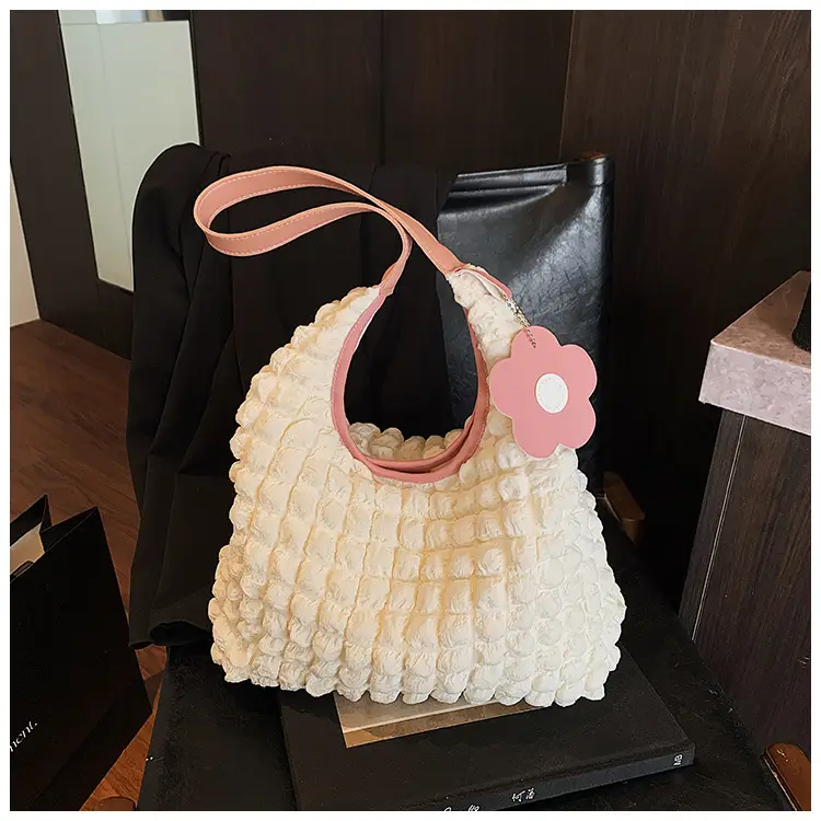 Large Bubble Grid Underarm Tote Bag for Women - Image 5