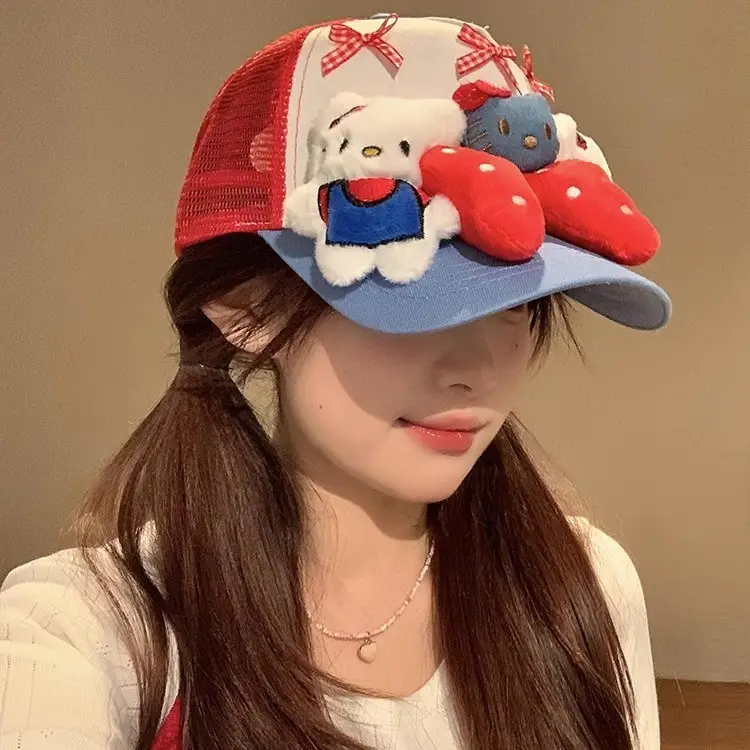 HelloKitty Cat Bow Cap for Girls Red Blue Small