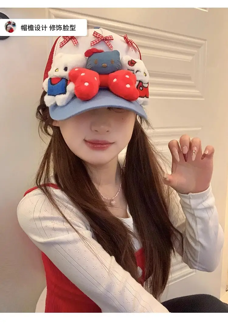 HelloKitty Cat Bow Cap for Girls Red Blue Small — feature 10