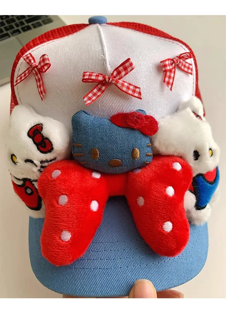 HelloKitty Cat Bow Cap for Girls Red Blue Small — feature 14