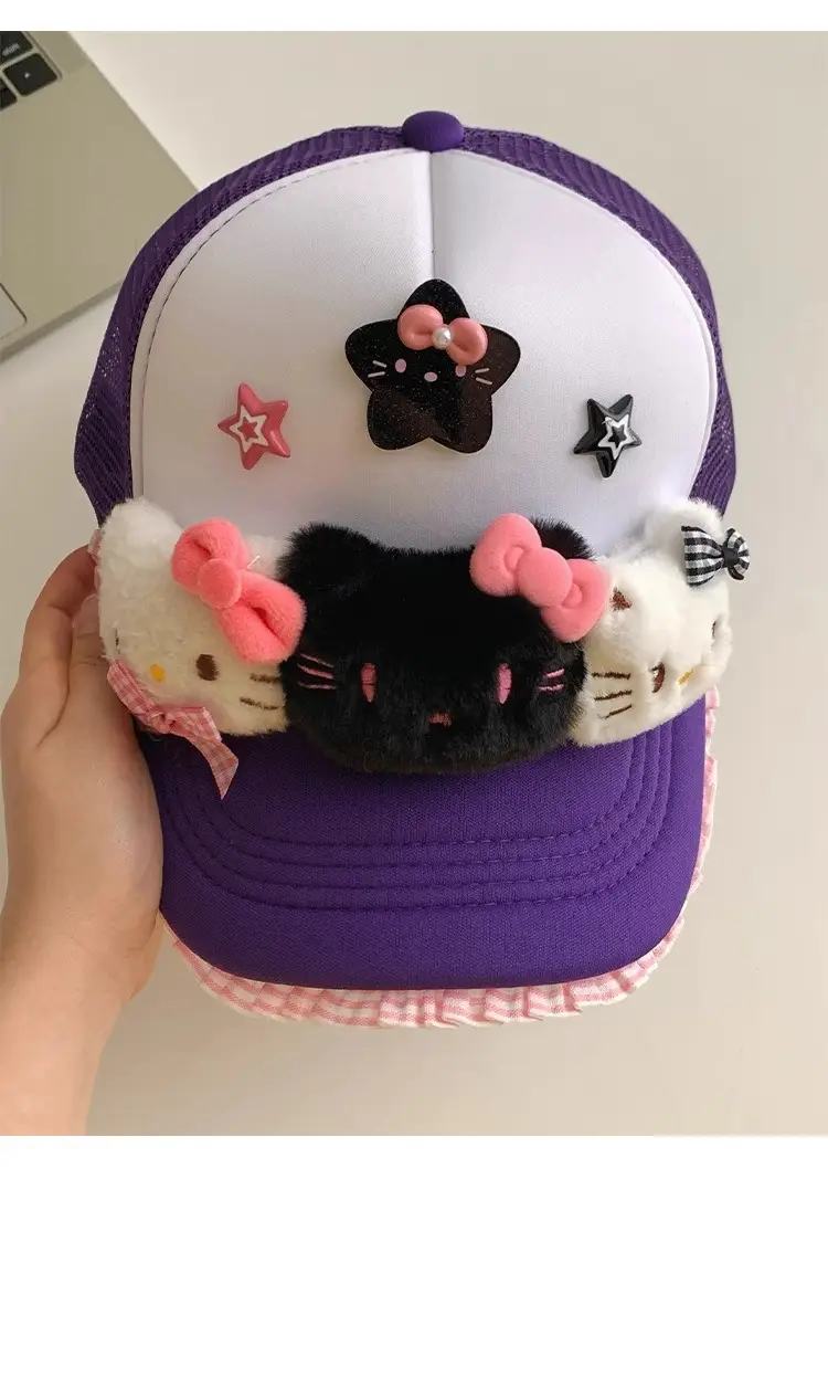 HelloKitty Cat Bow Cap for Girls Red Blue Small — feature 15