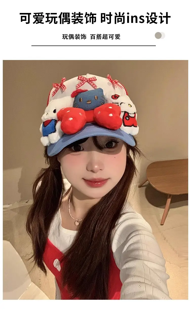 HelloKitty Cat Bow Cap for Girls Red Blue Small — feature 5