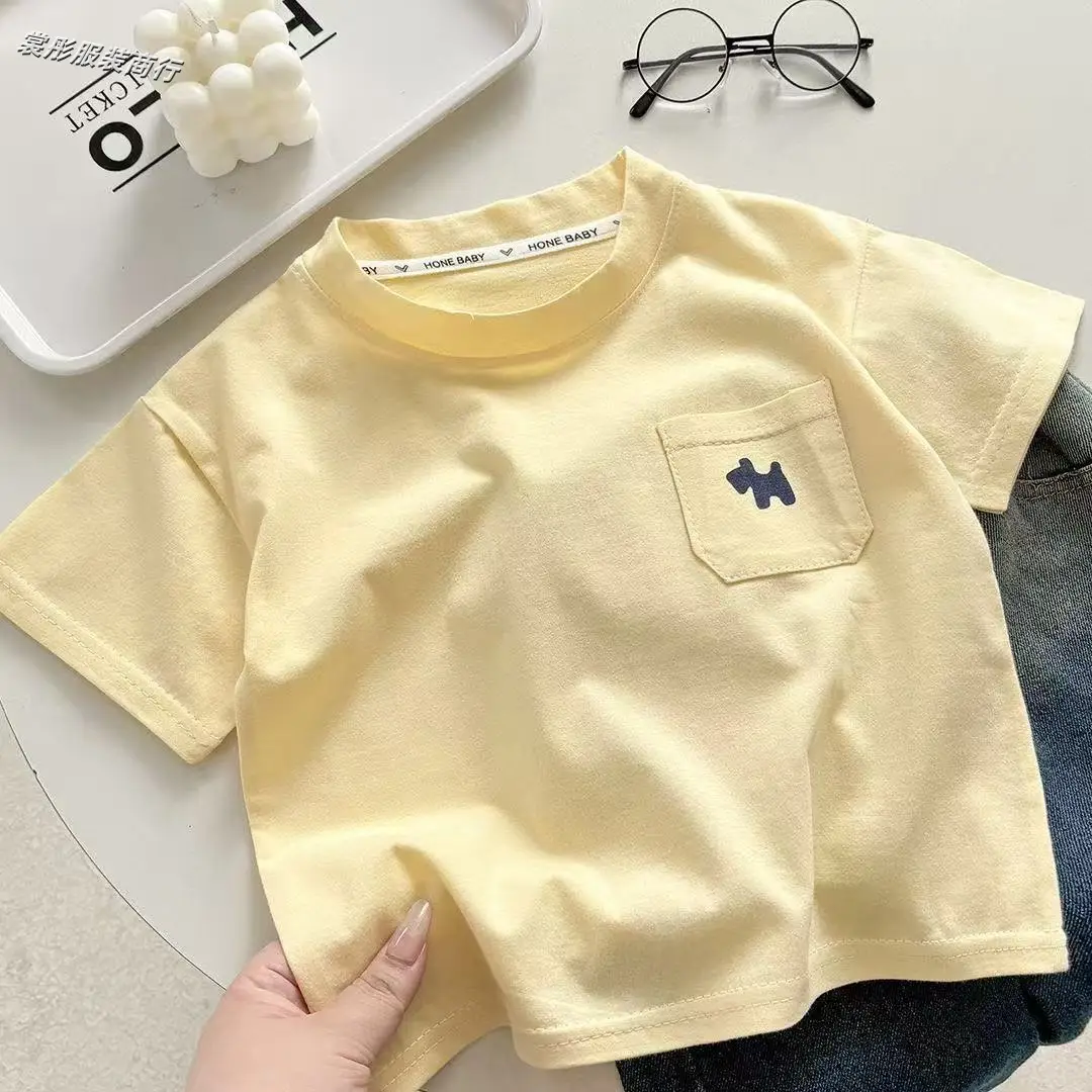 Children Cotton T-Shirt Yellow Medium Large