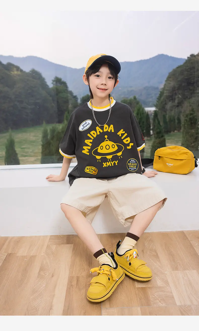 Panda Yuanyuan 2025 Kids Huzhou T-Shirt Black Yellow — feature 31