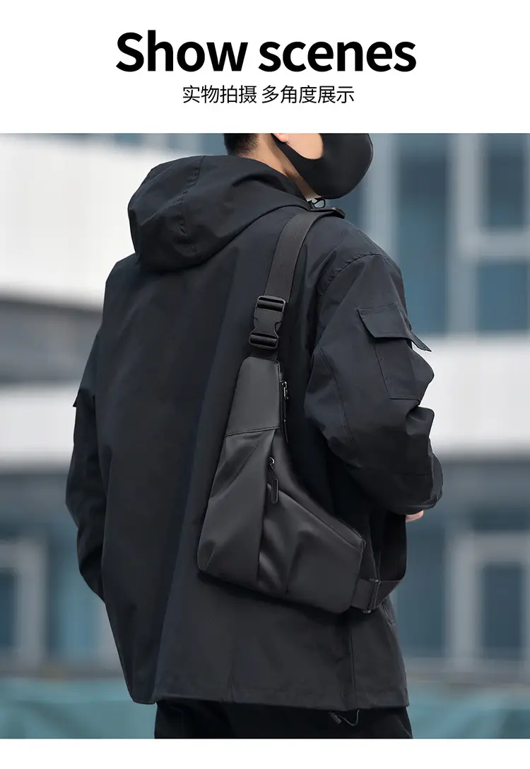 Men's Black Crossbody Bag Sports Wear Luggage — feature 14